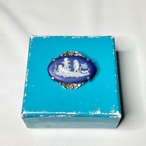 Vintage Birks Sterling Wedgwood Brooch w/Box